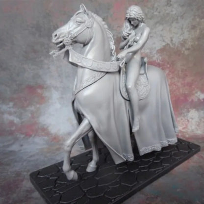 1/22 Resin Model Kit Beautiful Girl on a Horse Unpainted