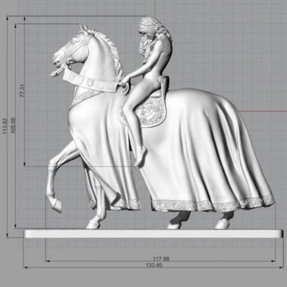1/22 Resin Model Kit Beautiful Girl on a Horse Unpainted