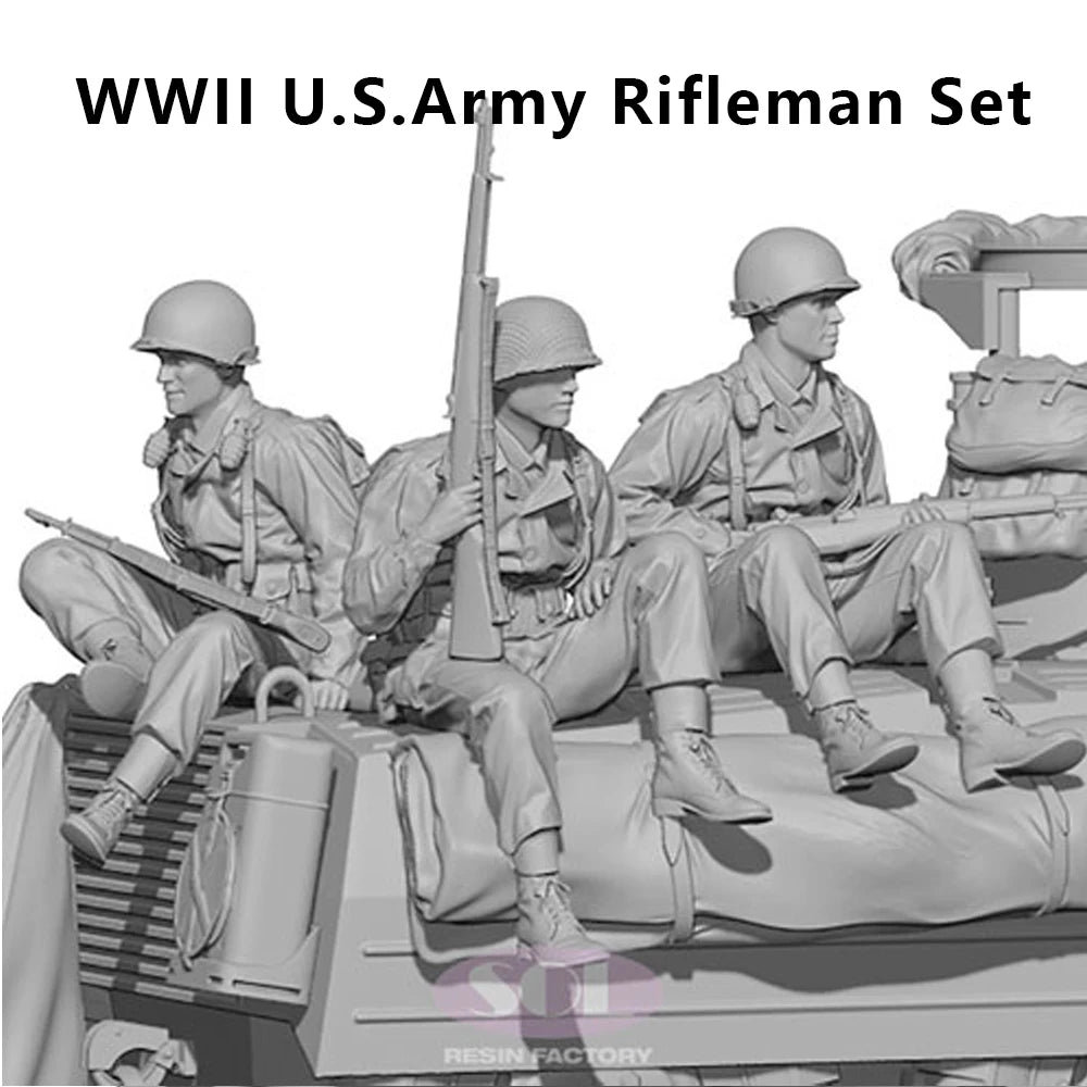 1/35 3pcs Resin Model Kit US Army Tank Rifleman WW2 (no tank) Unpainted