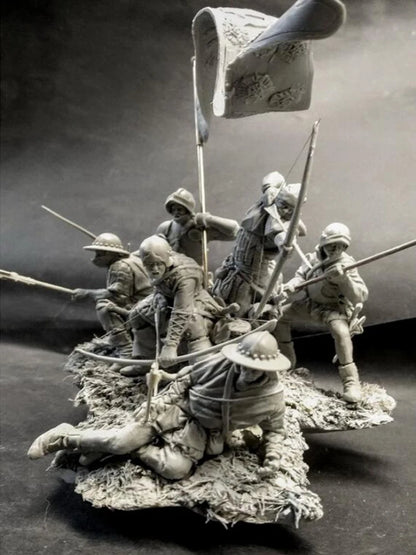 1/24 6pcs Resin Model Kit Medieval Knights Wars of the Roses (with Base) Unpainted