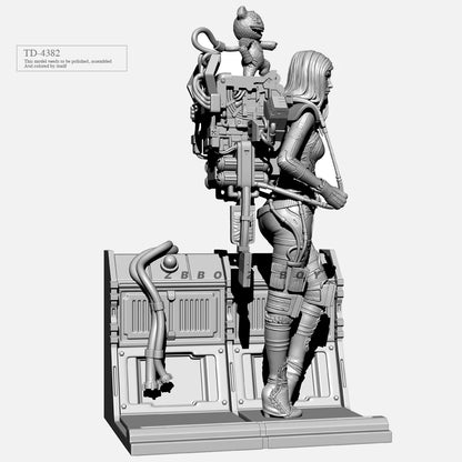 1/24 76mm Resin Steampunk Model Kit Beautiful Girl Sci-Fi TD-4382 Unpainted