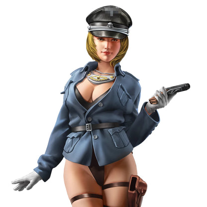 1/35 1/24 1/14 Resin Model Kit Modern Asian Beautiful Girl Officer Uniform Pin Up Unpainted