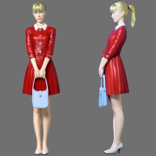 1/12 Resin Model Kit Modern Beautiful Girl in Red Dress Unpainted