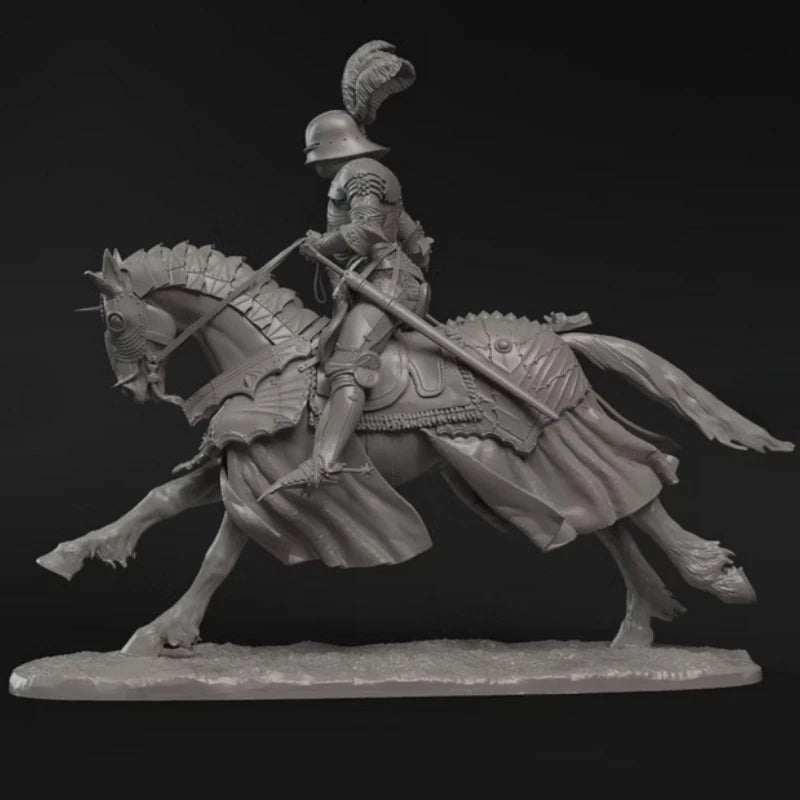 1/24 Resin Model Kit Medieval Knight Horseman Unpainted