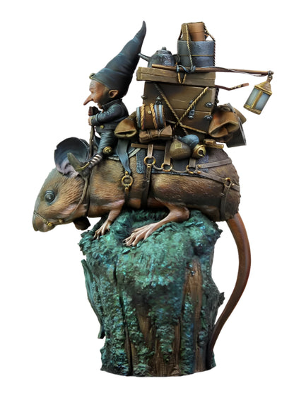 1/32 H100mm Elf Fairy Riding a Rat (with base) Miniature Unpainted