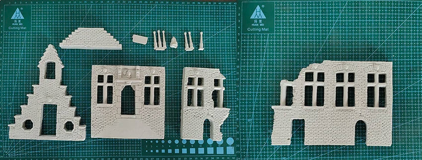 1/35 Resin Model Kit Building Ruins (no car no tank) WW2 Unpainted