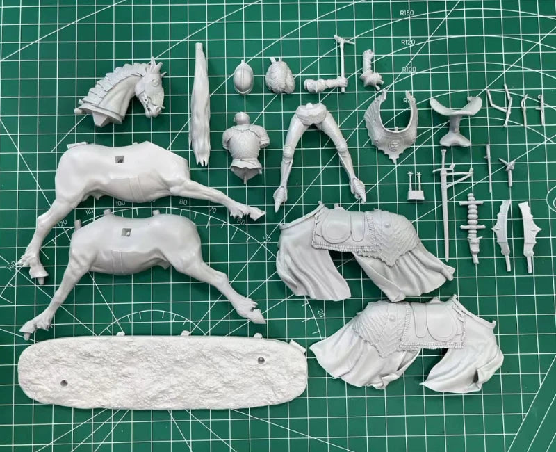 1/24 Resin Model Kit Medieval Knight Horseman Unpainted