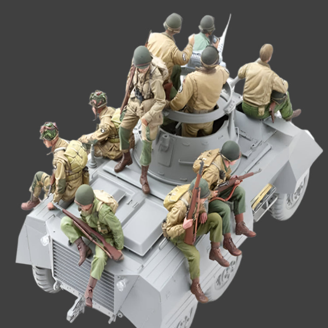 1/16 10pcs Resin Model Kit US Army Airborne Tank Riders WW2 (no tank) Unpainted