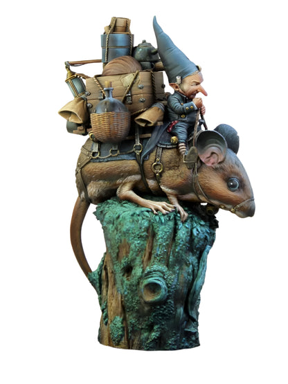 1/32 H100mm Elf Fairy Riding a Rat (with base) Miniature Unpainted