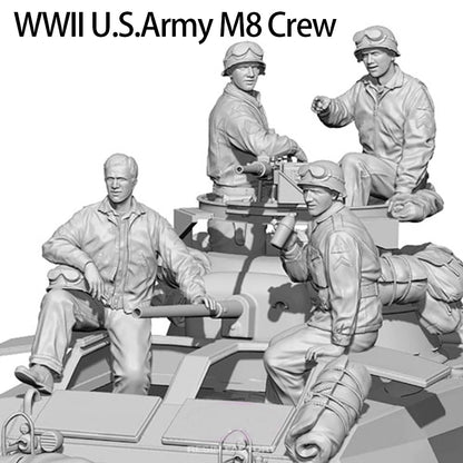 1/35 5pcs Resin Model Kit US Army M8 Tank Crew WW2 (no tank) Unpainted