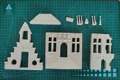 1/35 Resin Model Kit Building Ruins (no car no tank) WW2 Unpainted