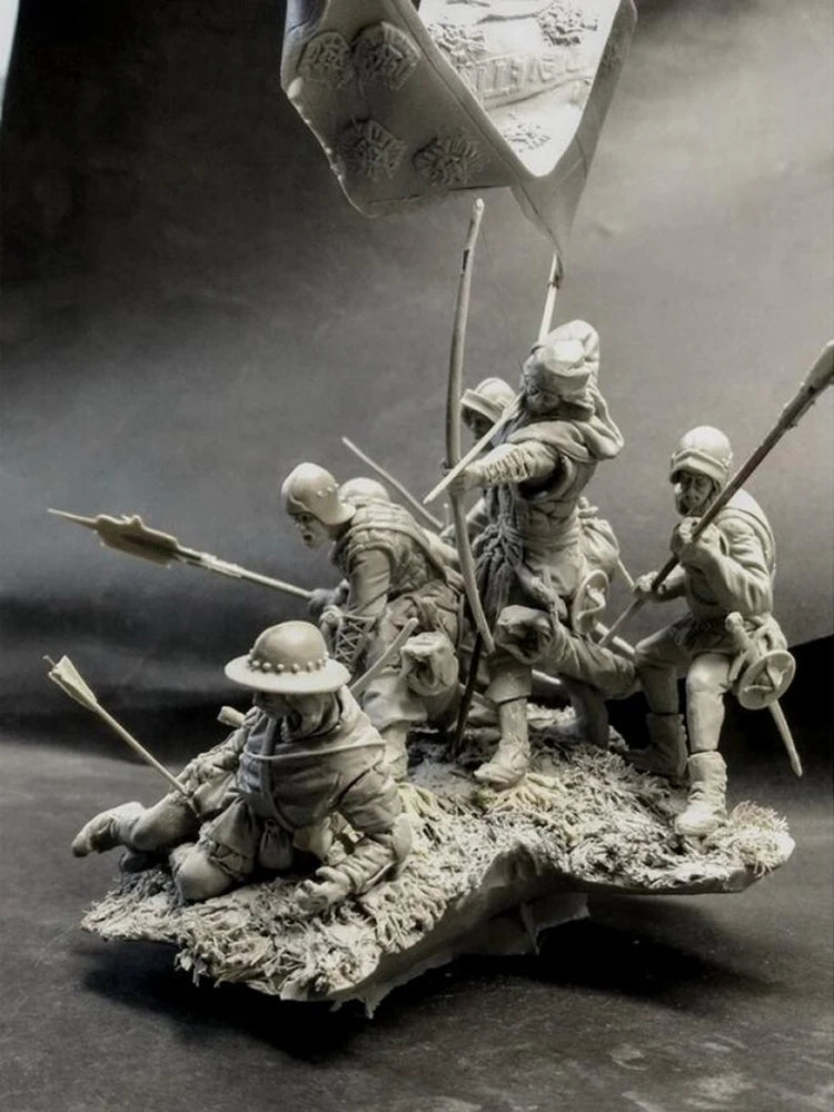 1/24 6pcs Resin Model Kit Medieval Knights Wars of the Roses (with Base) Unpainted