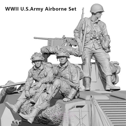 1/35 3pcs Resin Model Kit US Army Airborne WW2 (no tank) Unpainted