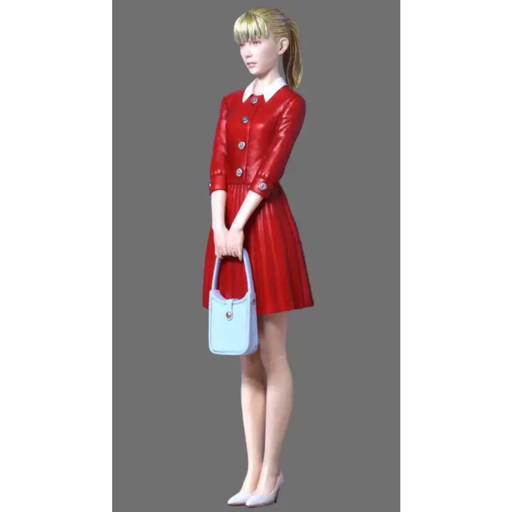 1/12 Resin Model Kit Modern Beautiful Girl in Red Dress Unpainted