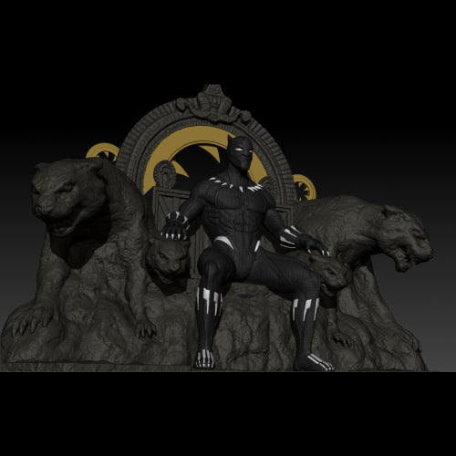 Digital STL Black Panther on Throne