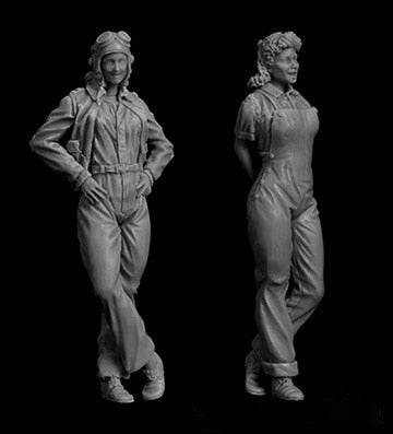 1/35 Resin Model Kit US Army Pilots Beautiful Girl WW2 Unpainted - Model-Fan-Store