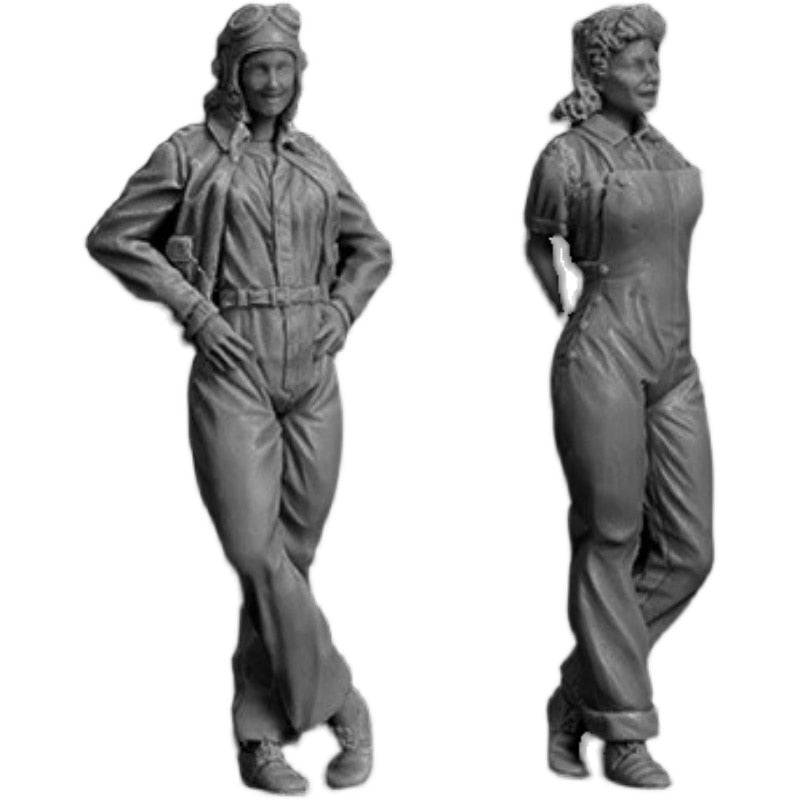 1/35 Resin Model Kit US Army Pilots Beautiful Girl WW2 Unpainted - Model-Fan-Store