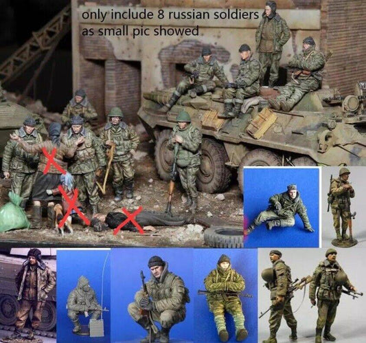 1/35 8pcs Resin Model Kit Modern Russian Soldiers (no tank) Unpainted - Model-Fan-Store