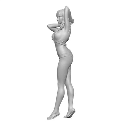 1/24 Resin Model Kit Modern Beautiful Girl Summer Beach Unpainted