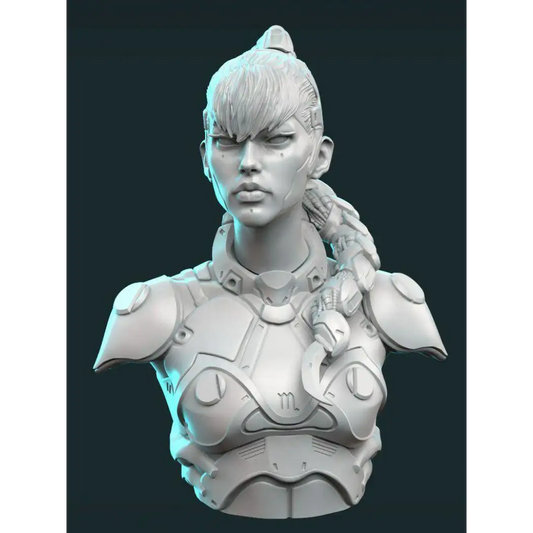 1/10 BUST 80mm Resin Cyberpunk Model Kit Beautiful Girl Soldier Unpainted - Model-Fan-Store