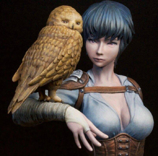 1/10 BUST Resin Model Kit Beautiful Girl Woman Hunter and Owl Unpainted - Model-Fan-Store