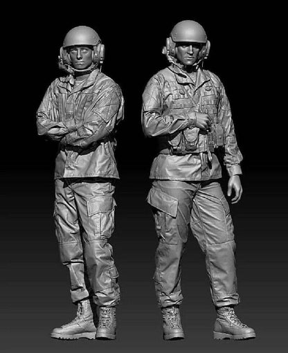 1/35 2pcs Resin Model Kit US Army Soldiers Tank Crew Korean War Unpainted Unassembled - Model-Fan-Store