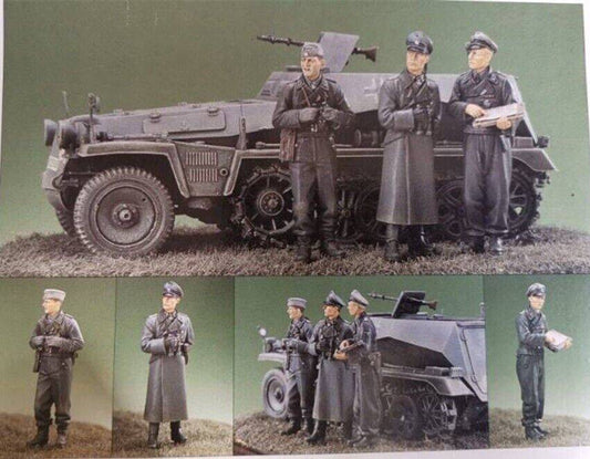 1/35 Resin Model Kit German Soldiers & Officers (no Car) WW2 Unpainted - Model-Fan-Store