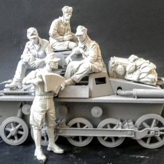 1/16 4pcs Resin Model Kit German Soldiers Afrika Korps Tank Crew WW2 Unpainted - Model-Fan-Store