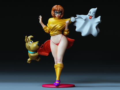 1/35 - 1/6 3D Print Model Kit Fantasy Beautiful Girl Sexy Velma Scooby-Doo Unpainted