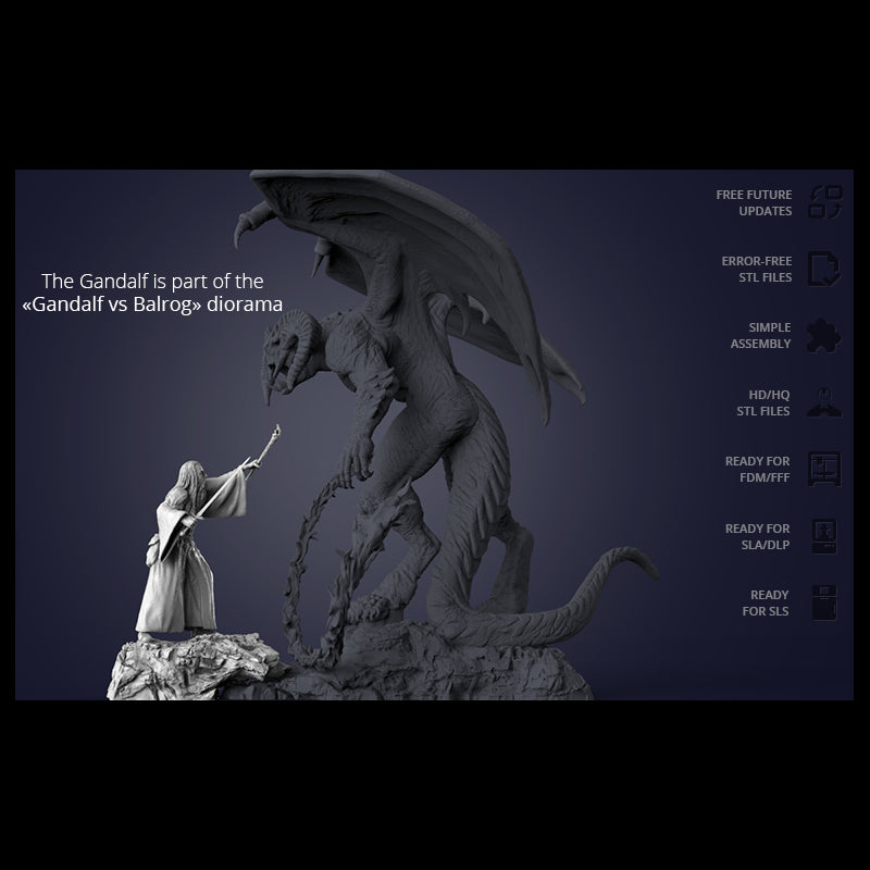 Digital STL Gandalf vs Balrog Diorama