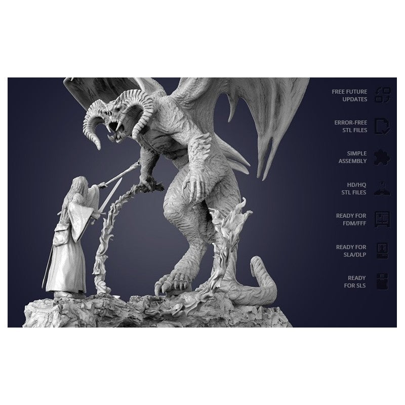 Digital STL Gandalf vs Balrog Diorama