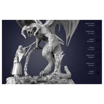 Digital STL Gandalf vs Balrog Diorama