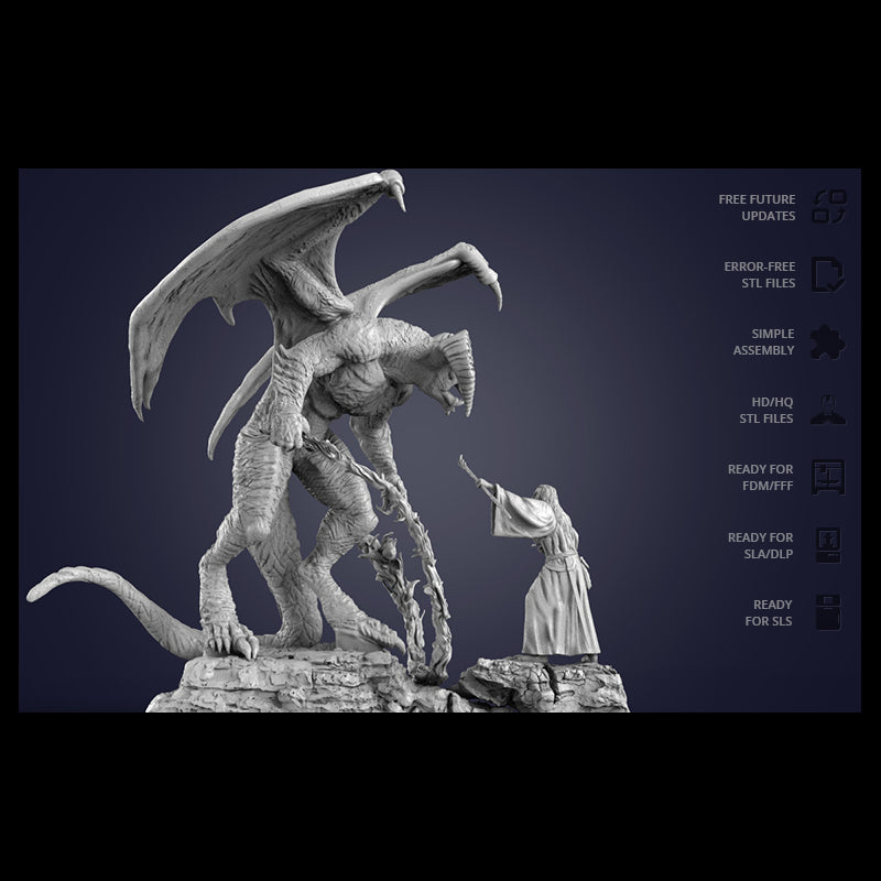 Digital STL Gandalf vs Balrog Diorama
