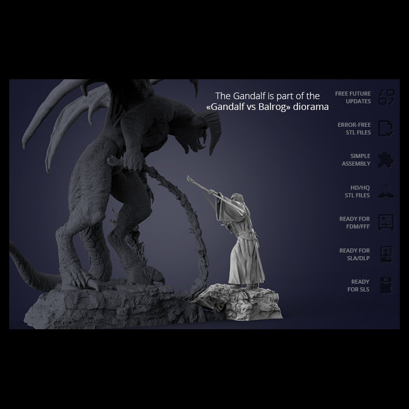 Digital STL Gandalf vs Balrog Diorama