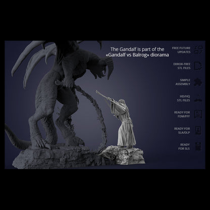 Digital STL Gandalf vs Balrog Diorama