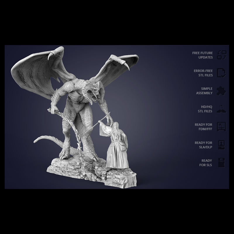 Digital STL Gandalf vs Balrog Diorama