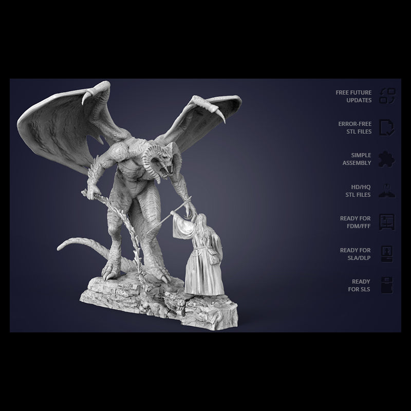 Digital STL Gandalf vs Balrog Diorama