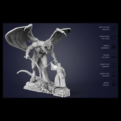 Digital STL Gandalf vs Balrog Diorama