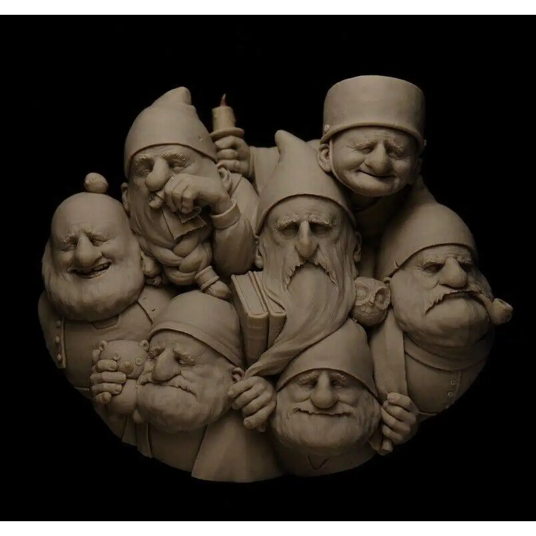 1/12 PLATE Resin Model Kit Seven Gnomes Dwarfs Unpainted Unassembled - Model-Fan-Store
