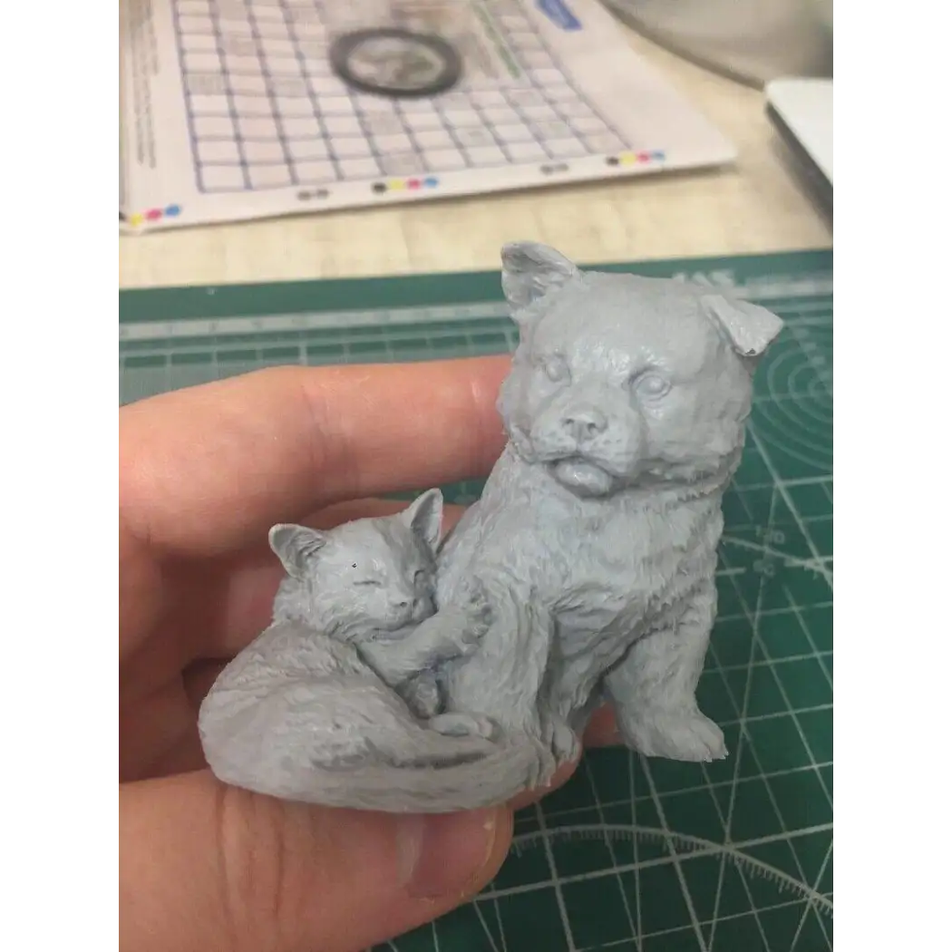 60mm Resin Model Kit Kitten and Puppy Friends Cute Animals Pets Unpainted - Model-Fan-Store