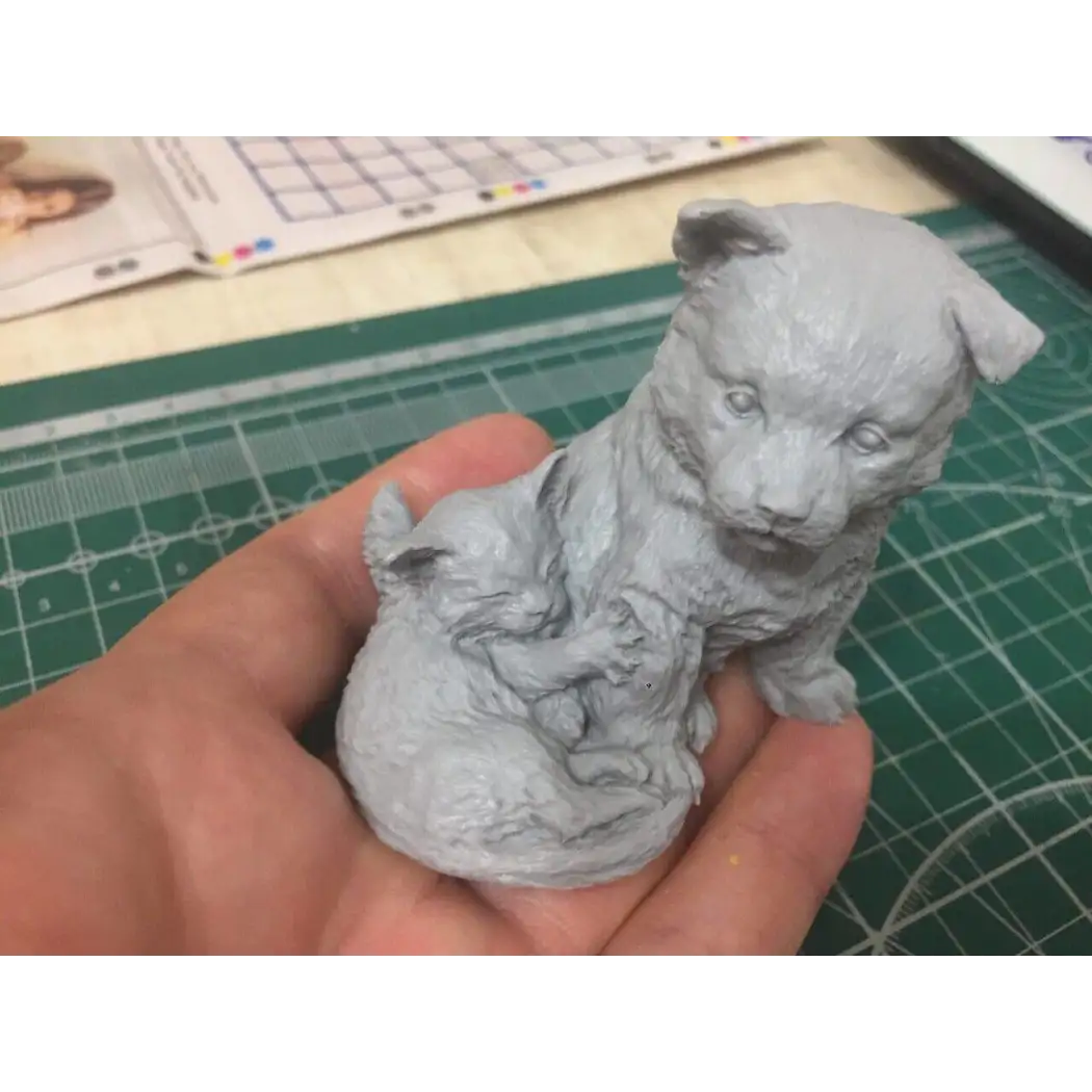 60mm Resin Model Kit Kitten and Puppy Friends Cute Animals Pets Unpainted - Model-Fan-Store