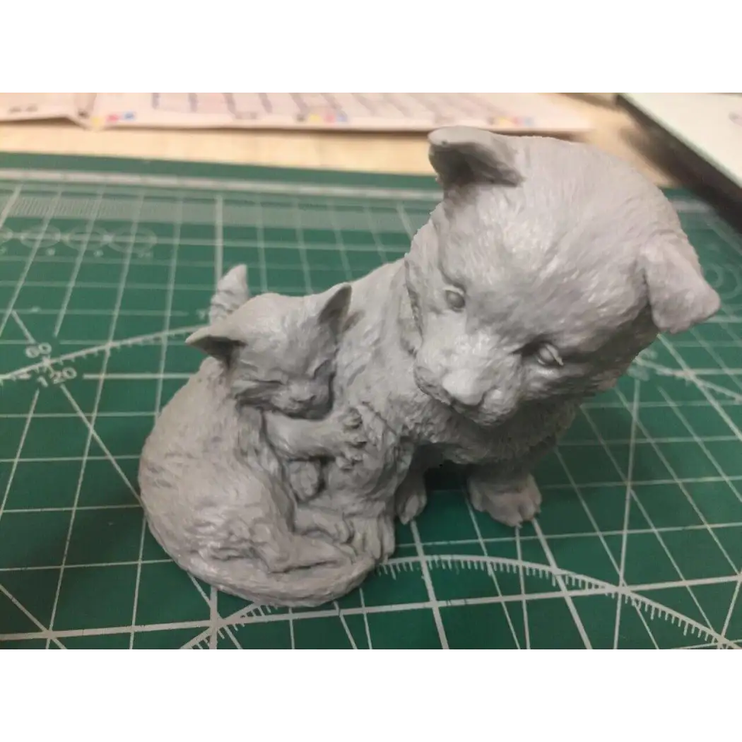 60mm Resin Model Kit Kitten and Puppy Friends Cute Animals Pets Unpainted - Model-Fan-Store