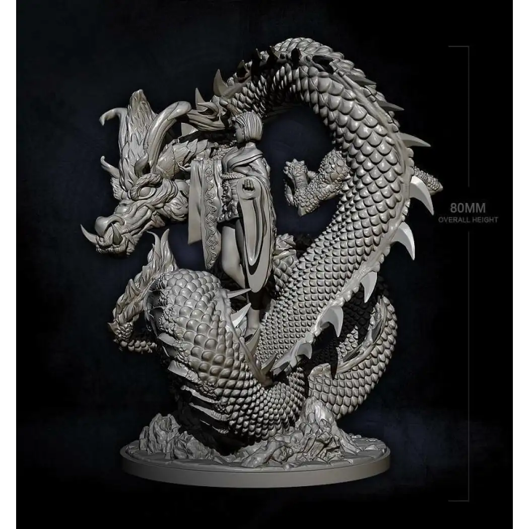 80mm Resin Model Kit Beautiful Girl and Dragon Fantasy Unpainted - Model-Fan-Store