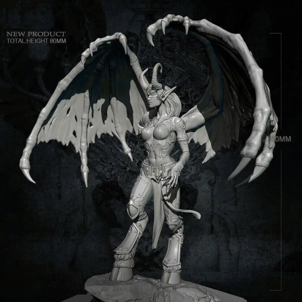 80mm Resin Model Kit Beautiful Girl Illidan Stormrage Demon Warcraft Unpainted - Model-Fan-Store