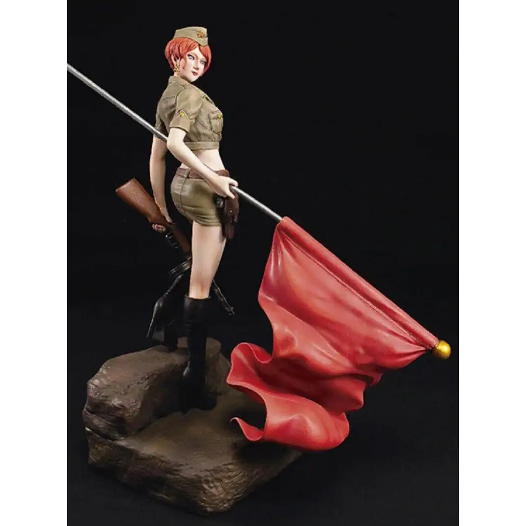 1/12 155mm Resin Model Kit Beautiful Girl Soviet Soldier with Base Unpainted - Model-Fan-Store