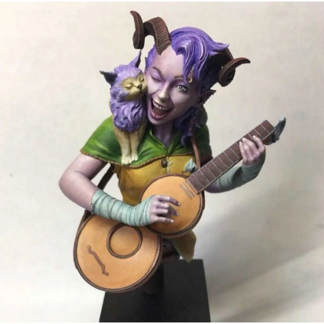 1/12 BUST 60mm Resin Model Kit Beautiful Girl Bard Musician Unpainted - Model-Fan-Store