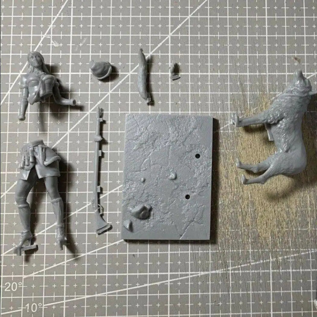 1/24 70mm Resin Model Kit Beautiful Girl Woman Huntress with a Wolf Unpainted - Model-Fan-Store