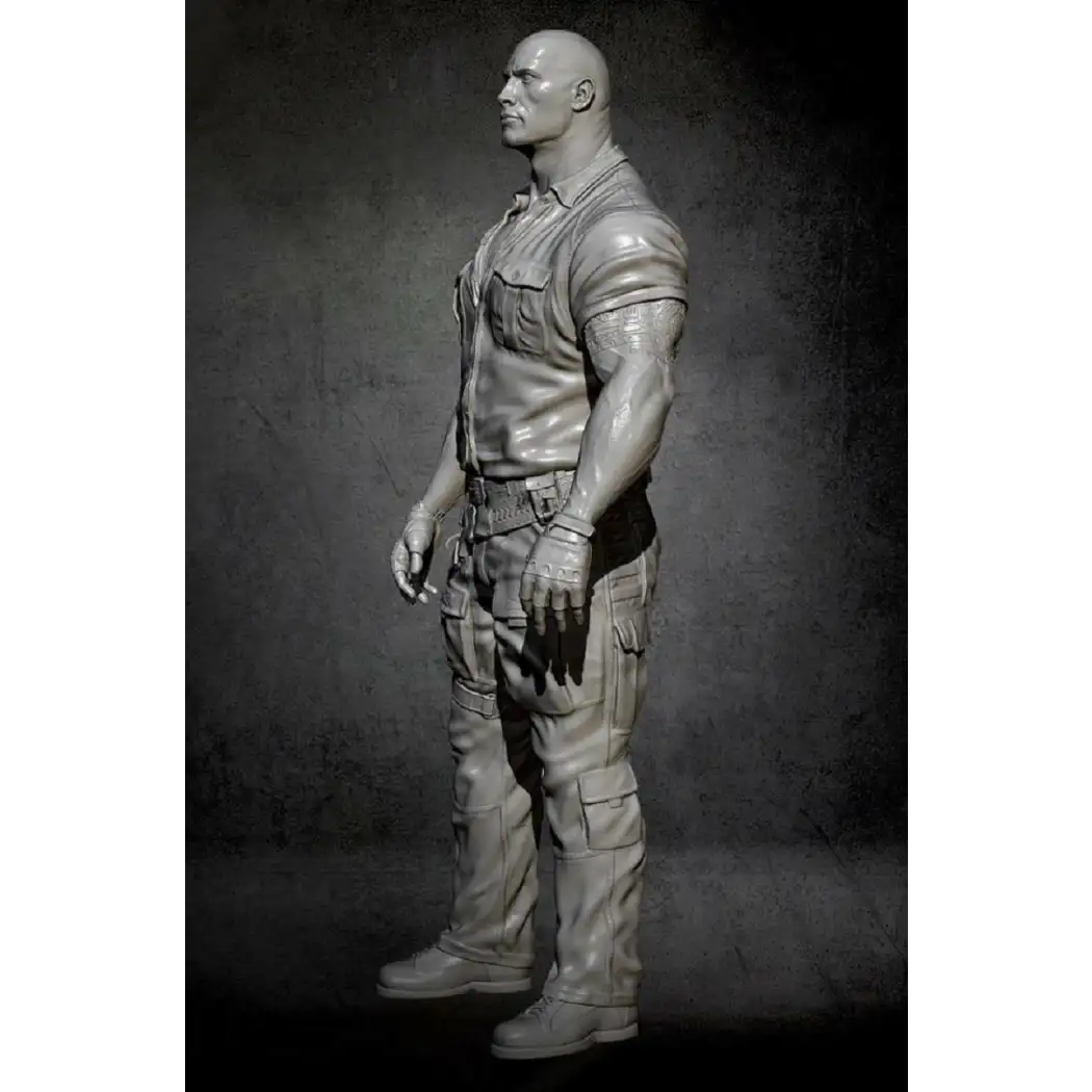 1/24 75mm Resin Model Kit Warrior Dwayne Johnson Jungle Unpainted - Model-Fan-Store