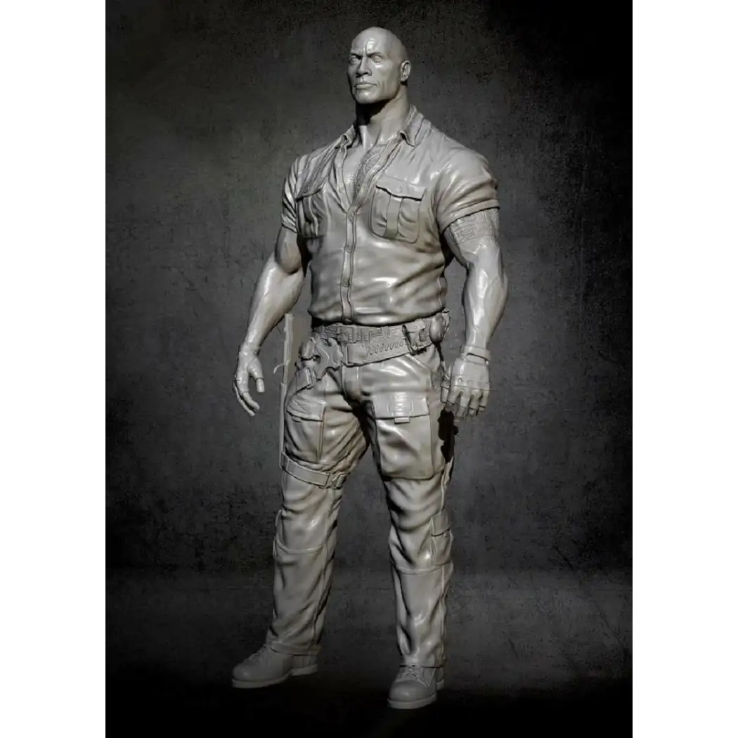 1/24 75mm Resin Model Kit Warrior Dwayne Johnson Jungle Unpainted - Model-Fan-Store