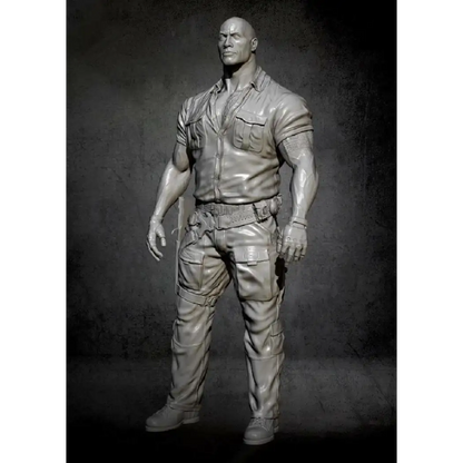 1/24 75mm Resin Model Kit Warrior Dwayne Johnson Jungle Unpainted - Model-Fan-Store